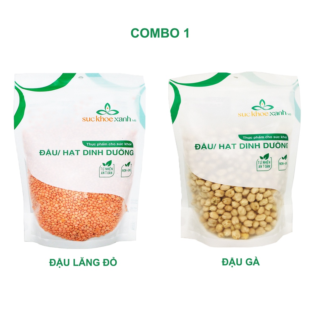 Combo 01 - 1 Đậu Gà & 1 Đậu Lăng đỏ nguyên hạt Suckhoexanh.vn (mỗi túi 500g)
