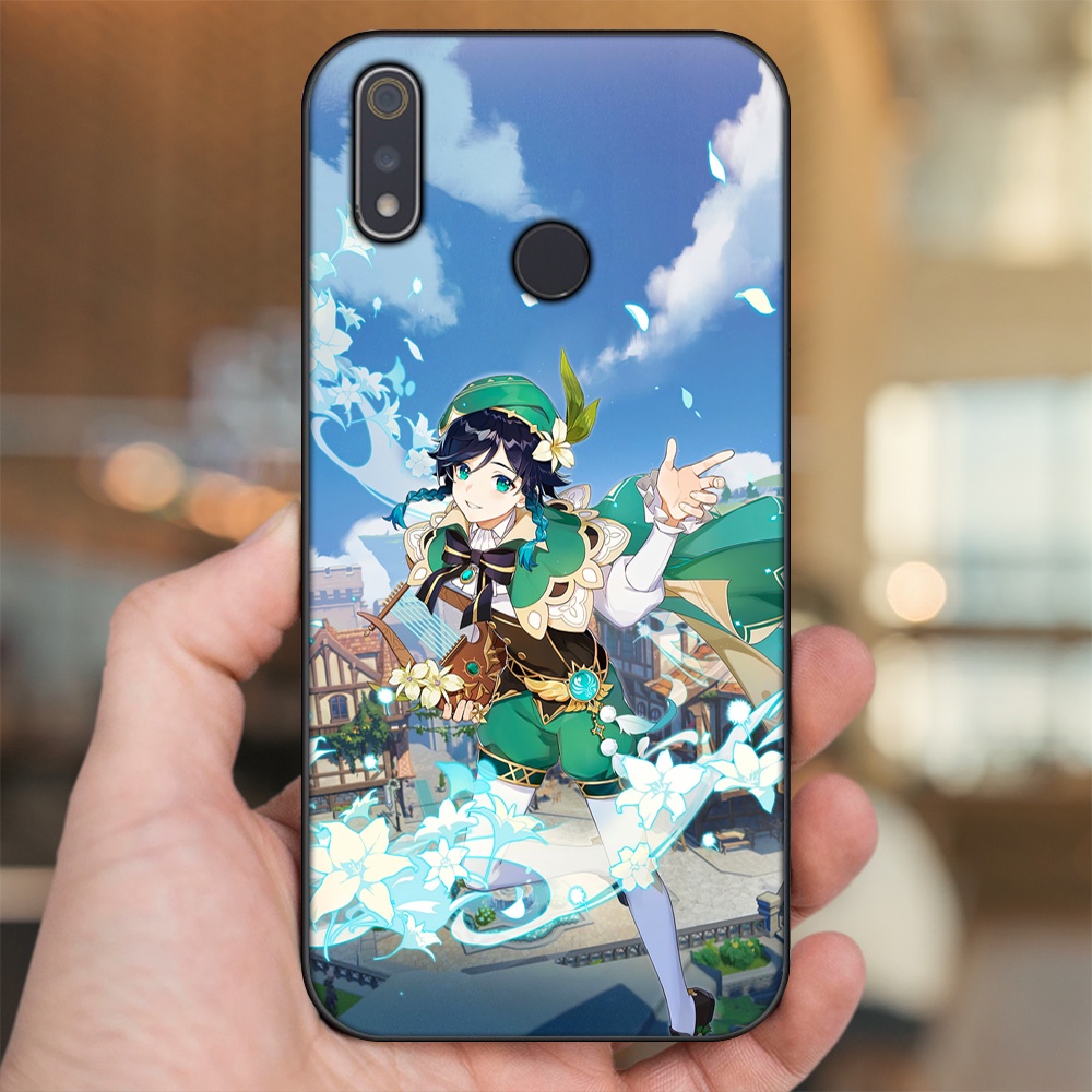Ốp lưng Realme 3, 3 Pro viền đen in hình Venti Genshin Impact