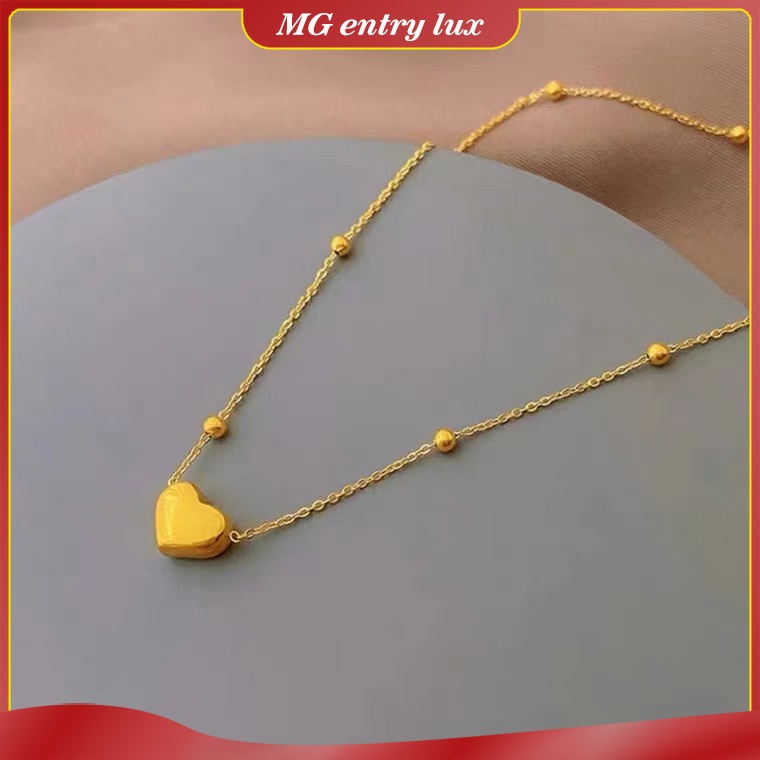 Vòng cổ Thép Titan Mạ Vàng 18K Mặt Trái Tim Chống Dị Ứng Không Phai Màu