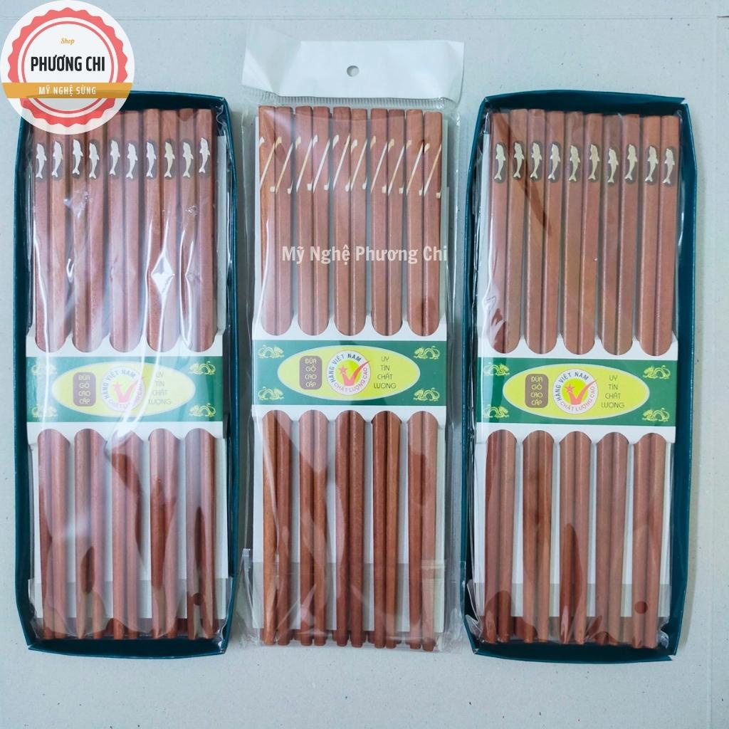 Đũa gỗ cao cấp bộ 10 đôi, Đũa gỗ ăn cơm siêu bền chống mốc | Mỹ nghệ phương chi