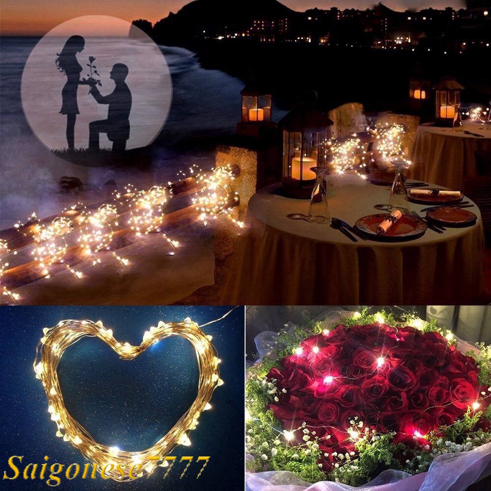 Đèn Led Xài Pin AA Đèn Không Chớp Nháy Dài 3 Mét 30 Bóng Đèn Đom Đóm Fairy Light Trang Trí Decor Phòng Ngủ Noel