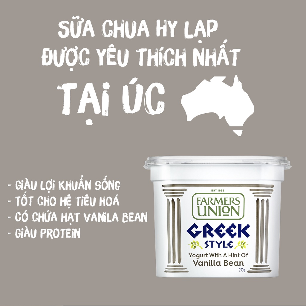 Sữa Chua Hy Lạp Greek Yogurt Farmers Union vị vanilla bean 950g - 1 hũ