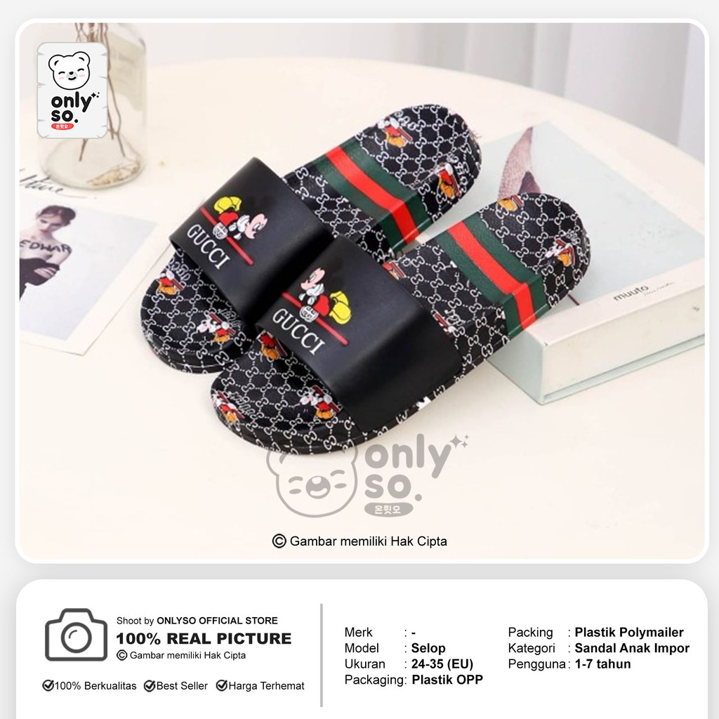 Dép Gucci Chống Trượt Họa Tiết Chuột Mickey Dễ Thương Cho Nữ