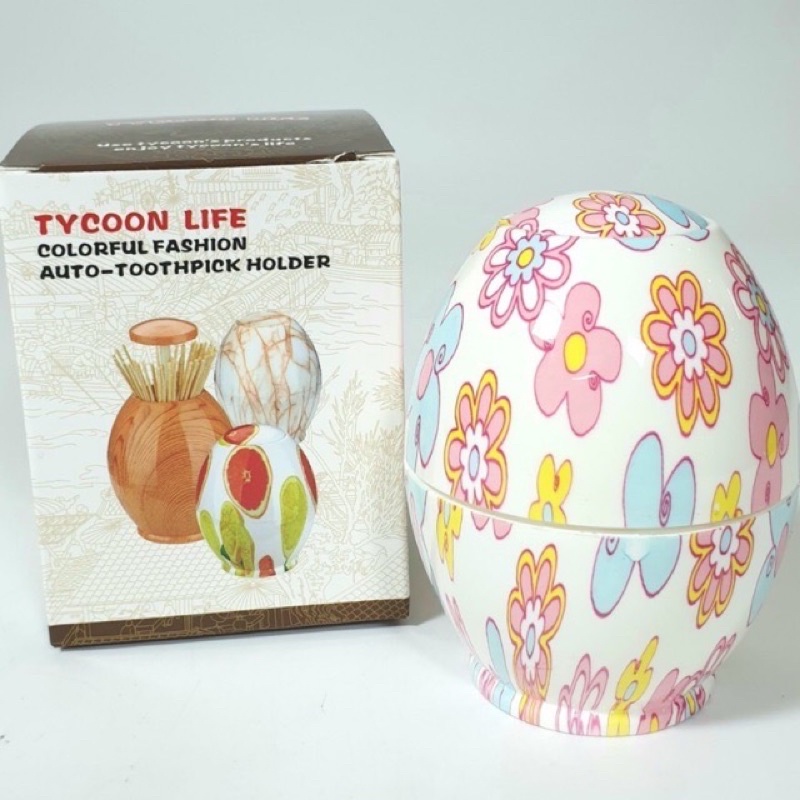 Hộp Tăm Hình Trứng Hoạ Tiết Bắt Mắt