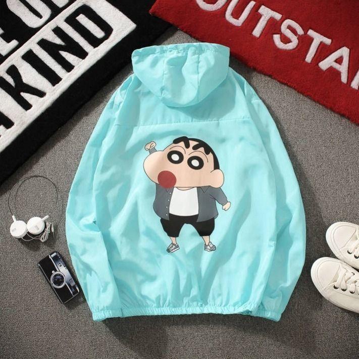 Áo khoác hoodie chống nắng vải mỏng in hoạt hình Doraemon cậu bé bút chì dễ thương