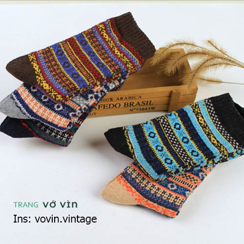 Vớ họa tiết thổ cẩm, tất cổ cao họa tiết thổ cẩm dành cho nam nữ phong cách vintage – Vìn store