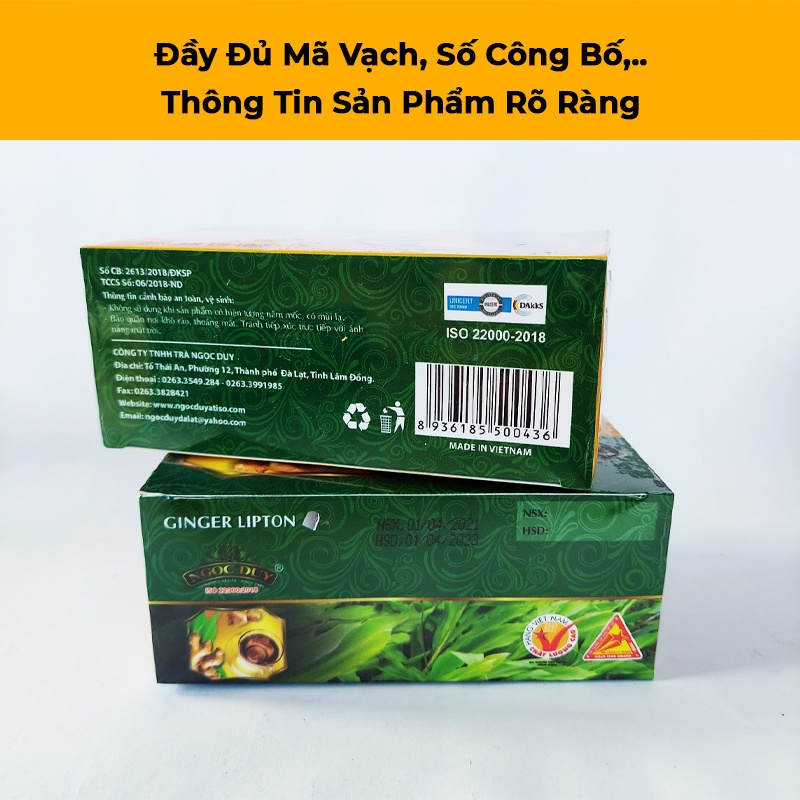 Trà gừng túi lọc Ngọc Duy hộp 30gr 15 túi lọc Tịnh Tâm mật ong tươi Hàn Quốc đường đỏ hòa tan | BigBuy360 - bigbuy360.vn