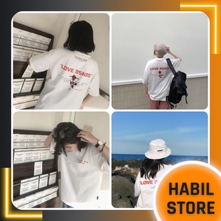 Áo thun tay lỡ 💖freeship💖 áo thun unisex from rộng cổ tròn tay lỡ dưới 75kg - love esnes