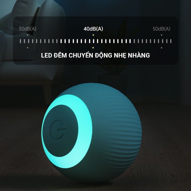 Bóng đồ chơi thú cưng cho chó, mèo tự động lăn có đèn led phát sáng thu hút đuổi bắt