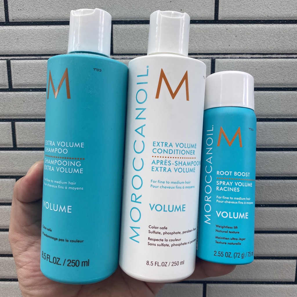 Chính hãng  Combo gội xả tăng phồng Moroccanoil 250mlx2 + Xit nâng phồng chân tóc Moroccanoil 75ml