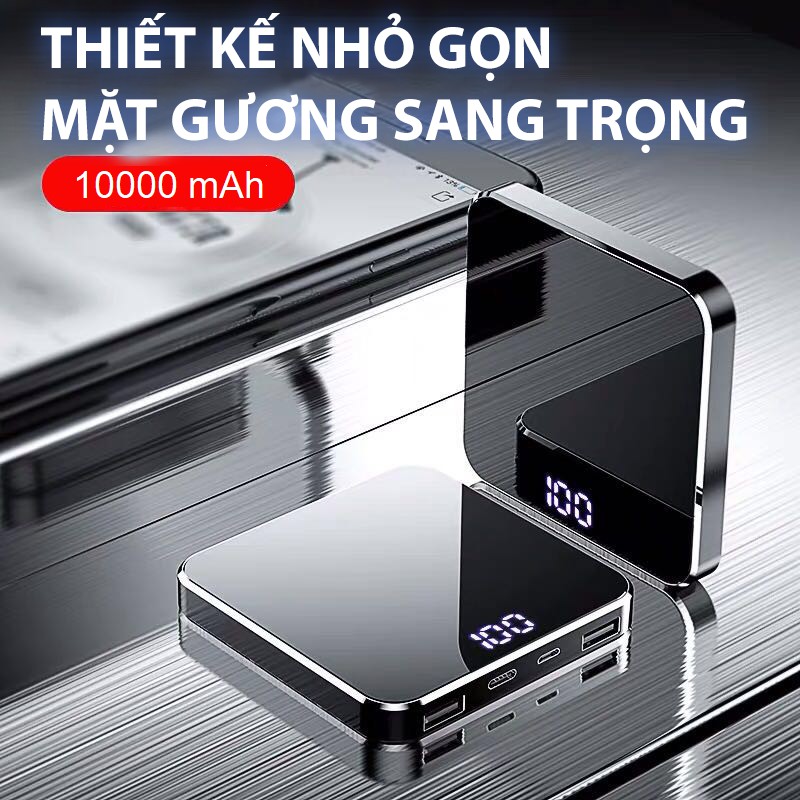 [Quà tặng 50K] Sạc Dự Phòng 10000mAh Cao cấp Thiết kế Siêu Đẹp Hỗ Trợ 2 input/2 output Pin lithium A+po Không nóng máy