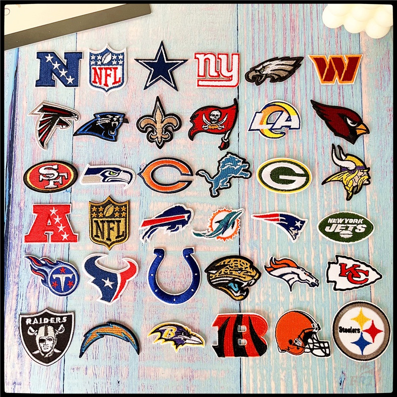 ♚ Sticker Ủi Thêu Hình Logo Team NFL ♚ 1 Huy Hiệu Ủi Thêu Hình Phương Tây