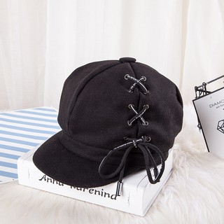 Mũ beret nữ họa tiết nơ