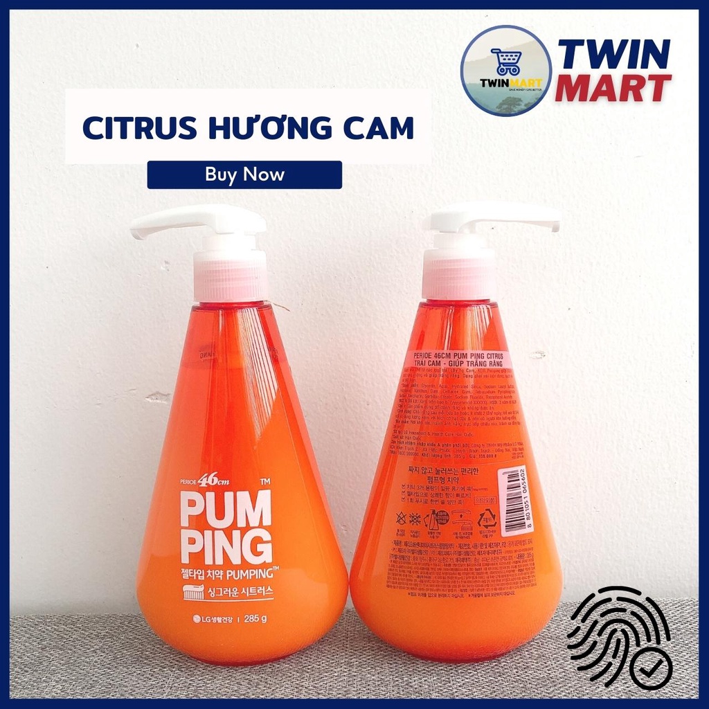 [ĐƠN 299K TẶNG SỮA TẮM 36K] Chai Kem Đánh Răng Perioe Pumping Hàn Quốc Cool Mint bạc hà - Herb thảo dược - Citrus Cam