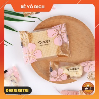 Túi Hàn Đựng Bánh Quy Kẹo Nougat Hình Hoa Anh Đào SIÊU ĐẸP - Set 100 túi