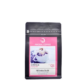 Cà phê túi lọc Arabica ARODAL gói 10 túi 10gram - Q1, cafe nguyên chất không tẩm trộn, tốt cho sức khỏe