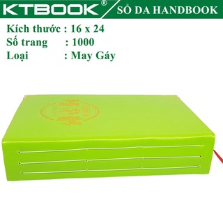 SỔ GHI CHÉP BÌA DA KTBOOK HANDBOOK CAO CẤP 1000 trang size 16 x 24 cm ruột giấy in caro (MAY GÁY)