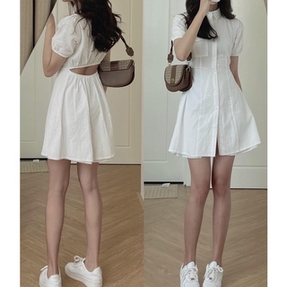 (ảnh thật ở cuối) ĐẦM SƠ MI TRẮNG CUTOUT LƯNG