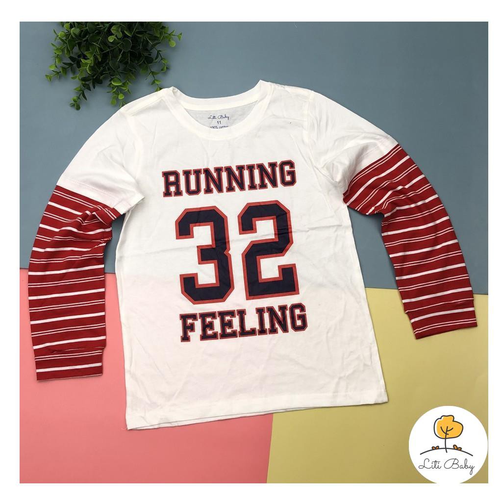 Áo cotton thu đông bé trai dài, phối tay in hình size 11-16T, cho bạn từ 31-45kg, chất cotton dày dặn, đanh tay