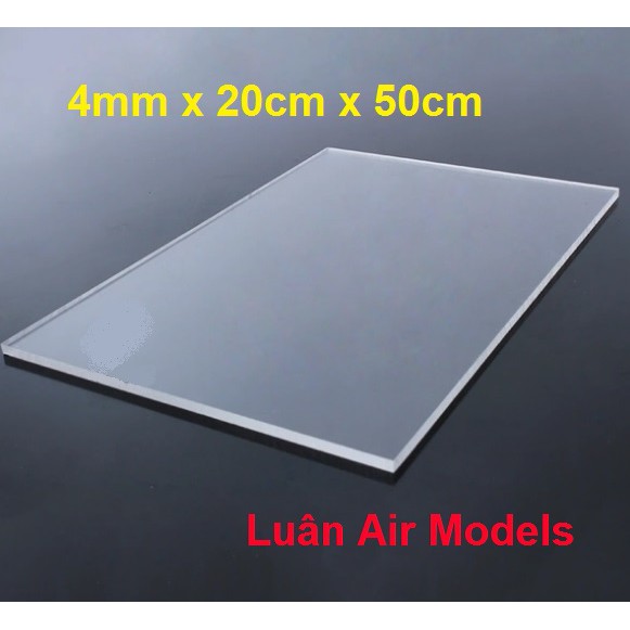 4mm 20x50cm Tấm nhựa mica cứng trong suốt làm hồ cá, hộp kính, đồ chơi, trang trí, cắt theo yêu cầu (VA217) - Luân Air