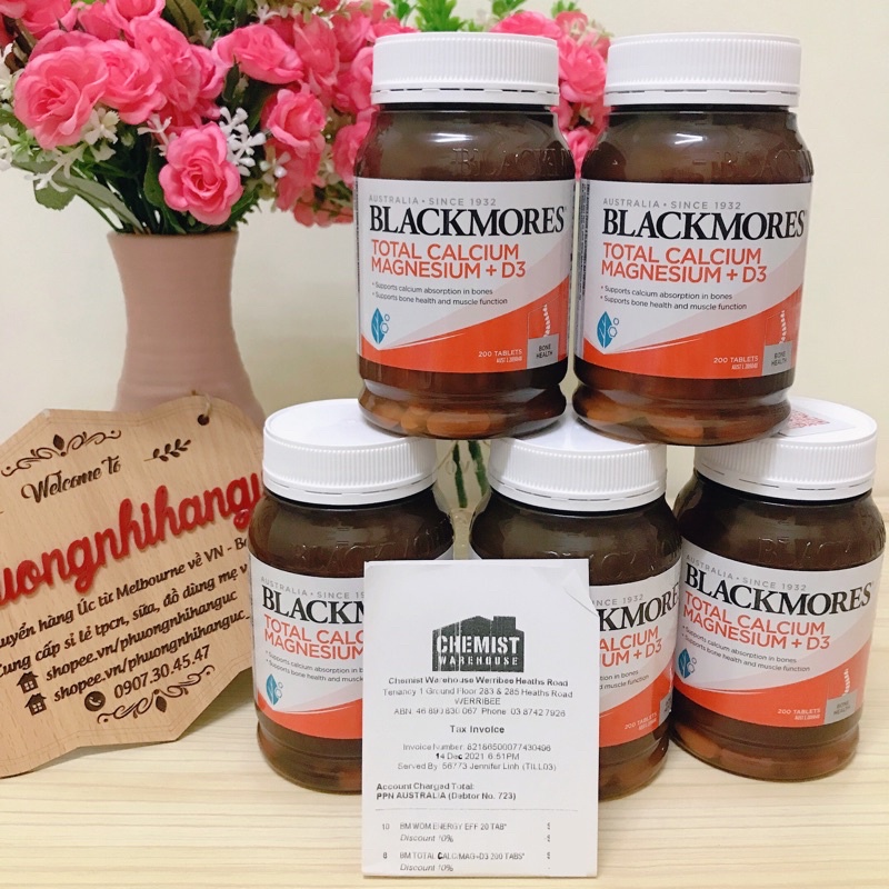 HÀNG CHUẨN AIR MUA TẠI ÚC- VIÊN UỐNG PHÒNG NGỪA BỆNH LOÃNG XƯƠNG CANXI BLACKMORES TOTAL CALCIUM & MAGNESIUM D3 200 VIÊN