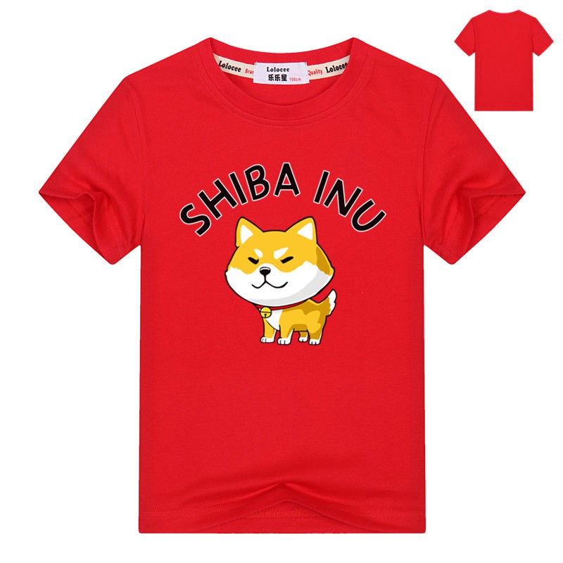 Áo thun trẻ em cotton in hình cún Shiba Inu Harajuku