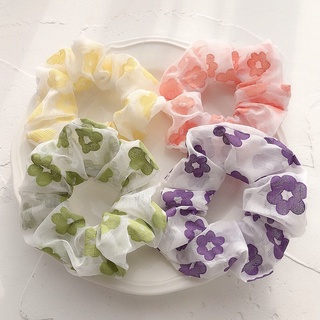 Scrunchies Dây Cột Tóc Voan Hoa