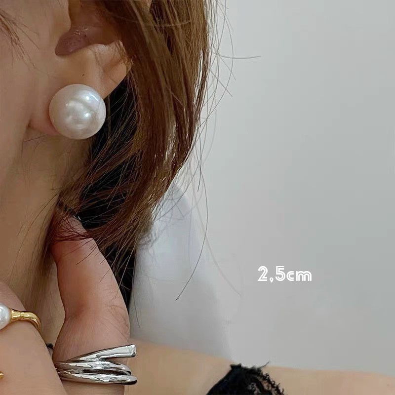 Bông tai ngọc trai to tròn khuyên tai ngọc trai nhân tạo BT03