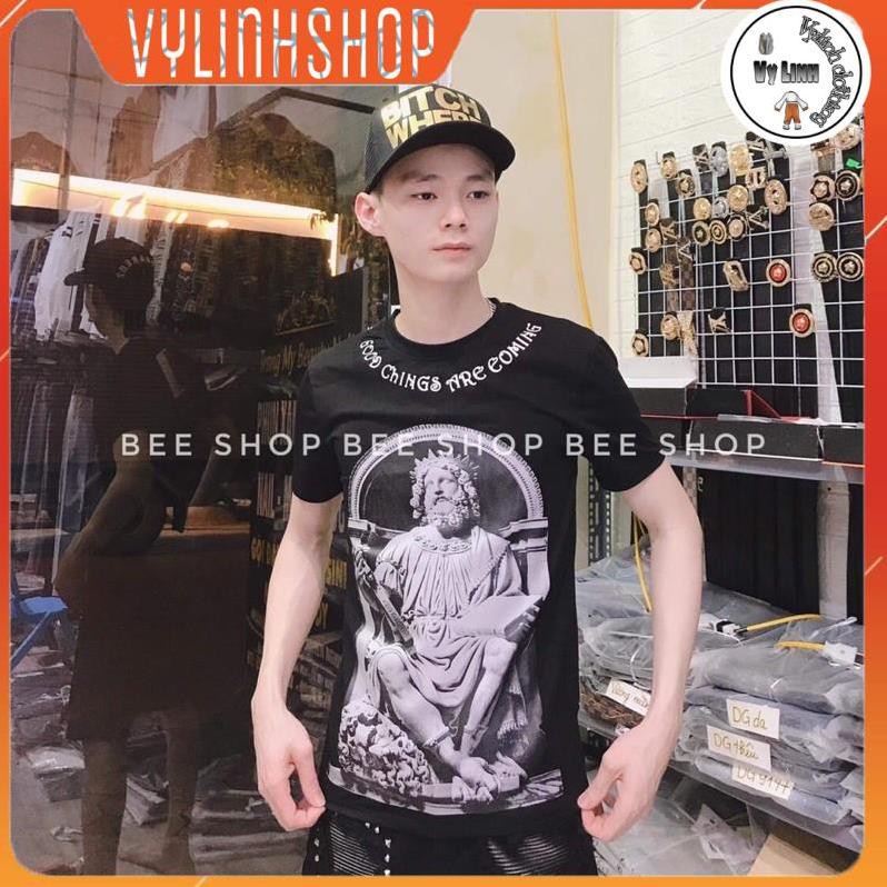 Áo thun unisex nam nữ🔥FREESHIP🔥 Áo phông Mikenco tượng in chữ viền cổ, áo đôi nam nữ, áo t-shirt - Bee Shop