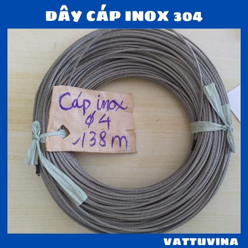 Dây Cáp inox 1.5mm, 2 mm, 3 mm, 4 mm, Cáp lụa Inox 304 Ø [ 1.5mm ], [ 2mm ], [ 3mm ], [ 4mm ] - vattuvina