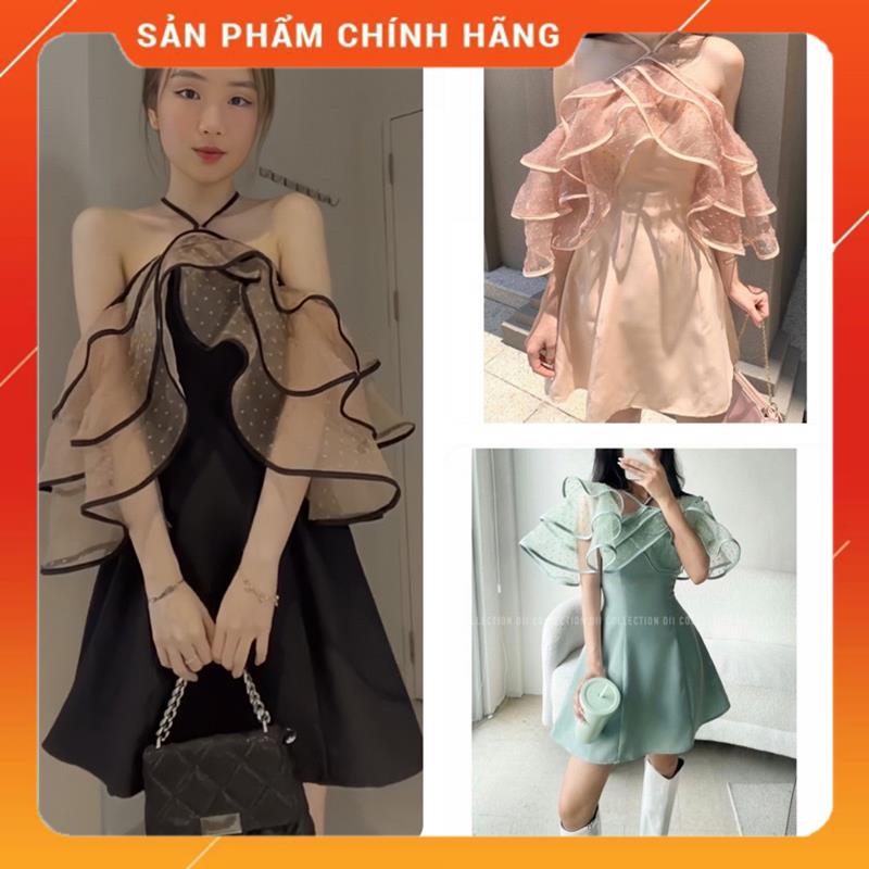 Váy trắng trễ vai bèo phối lưới chân váy xòe chất cotton thái mịn phong cách thời trang nữ MSP51645