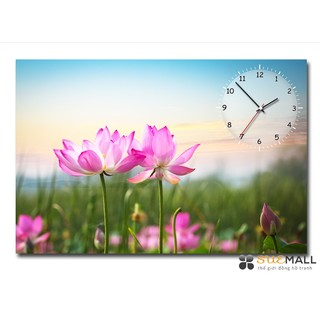 Đồng hồ tranh Suemall hoa sen hồng HL150521