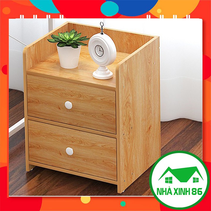 Tủ đầu giường gỗ 2 ngăn mẫu mới - Kệ đầu giường đa năng chất liệu 2 ngăn kéo - Chất liệu MDF cao cấp, chiều cao 50cm