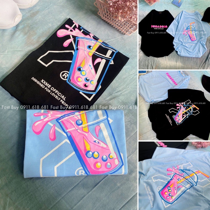 Áo thun tay lỡ form rộng ly nước