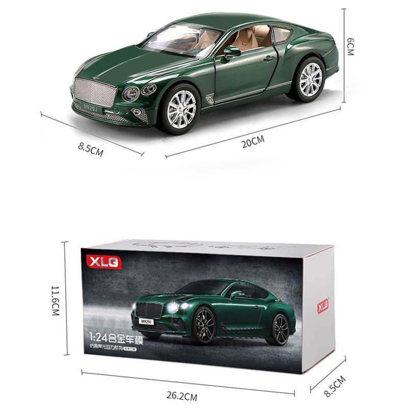 Xe mô hình tĩnh 1:24 ô tô Bentley Continental GT 2 cửa hãng XLG có 3 màu Đen, Trắng, Xanh