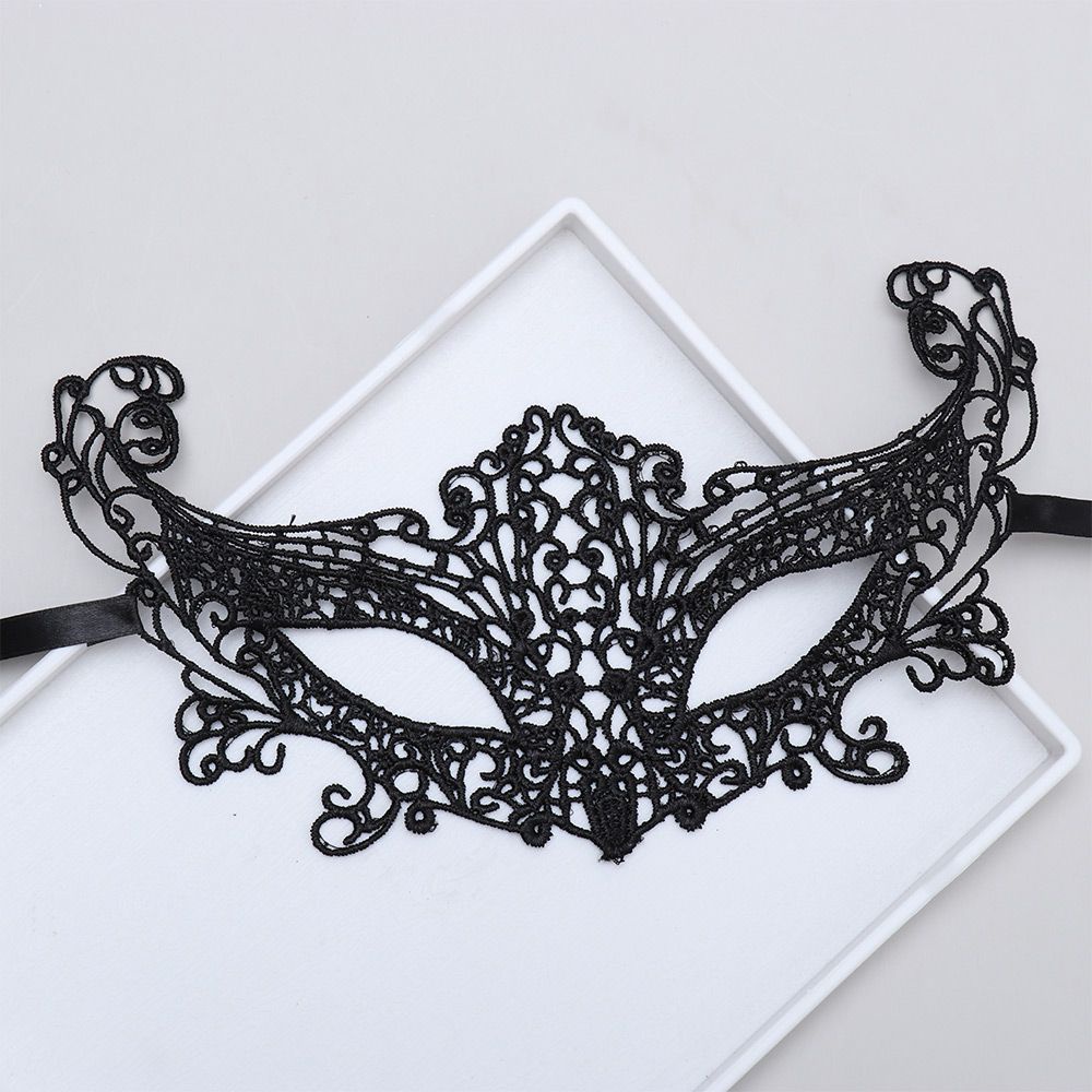 CONOPERY Bịt mắt ren che nửa mặt màu đen phong cách gothic hóa trang halloween dành cho nữ
