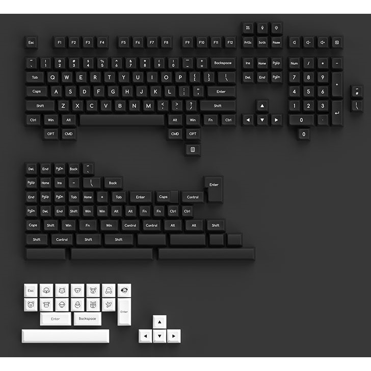 Bộ nút phím cơ keycap Akko – White on Black WoB - SAL Profile