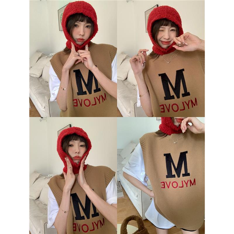 Áo Dệt Kim Sát Nách Dáng Rộng In Chữ Thiết Kế Mới Thời Trang Theo Phong Cách Hàn Quốc