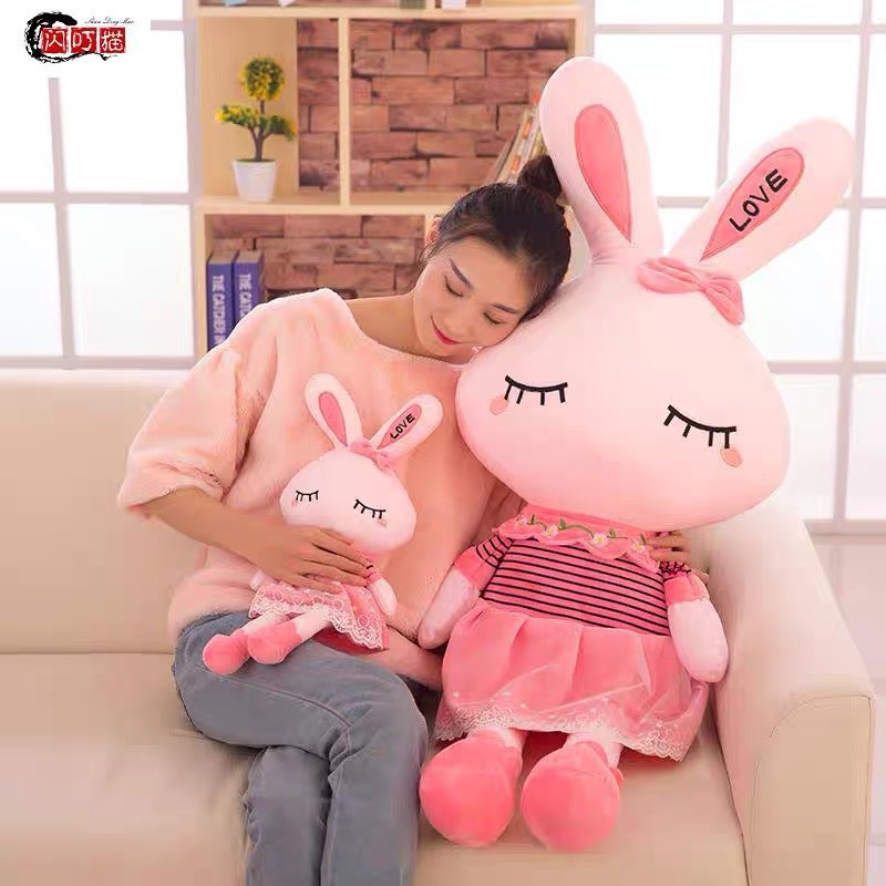 Thú Bông Thỏ Váy Hồng , Gấu Bông Thỏ Hồng Mặc Váy Đáng Yêu Dành Cho Bé Gái Nhập Khẩu Size 65Cm,85Cm