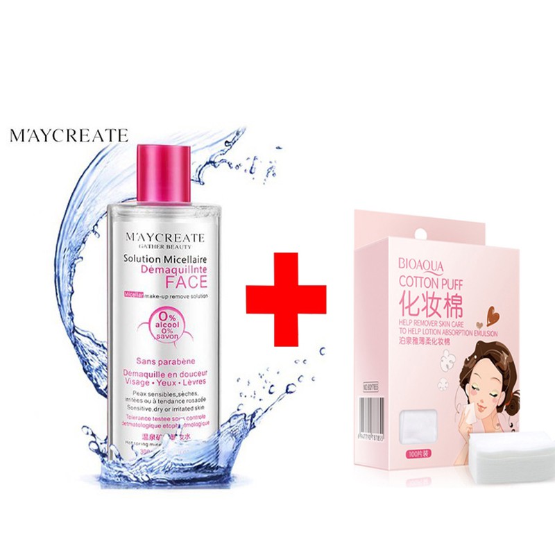 Combo Nước Tẩy Trang Và Bông Tẩy Trang Tẩy Sạch Bụi Bẩn