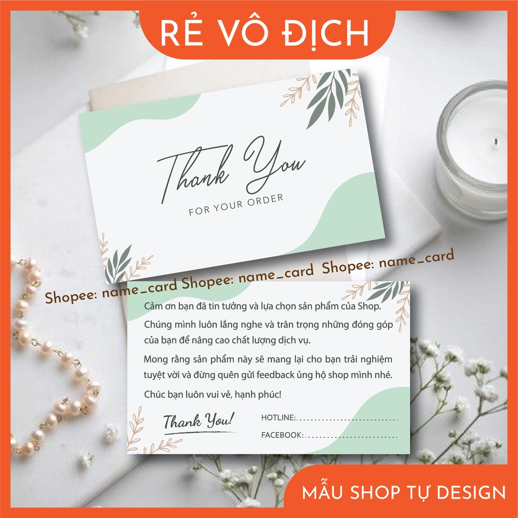 Thiệp cảm ơn, Thank you card, card cảm ơn khách hàng dành cho shop bán hàng có sẵn