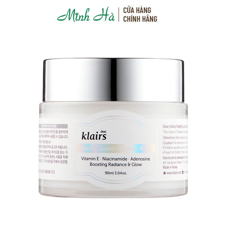 Mặt nạ ngủ &amp; kem dưỡng ẩm Klairs Fresh Juiced Vitamin E Mask 90g