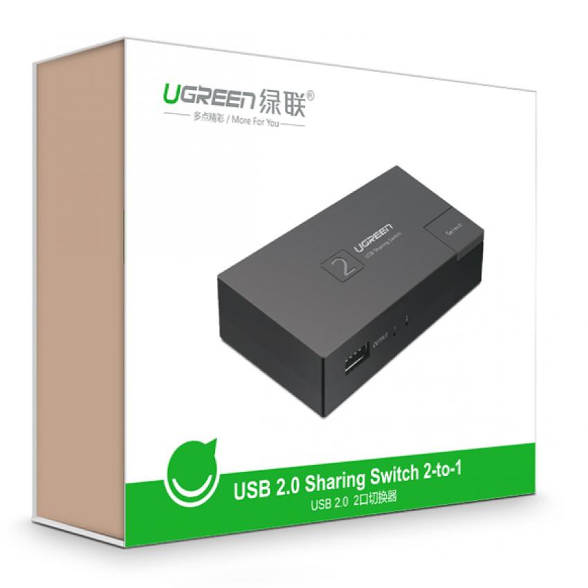 Bộ chuyển mạch chia sẻ USB 2.0 - 2 vào 1 - UGREEN US158 - 30345 (đen)