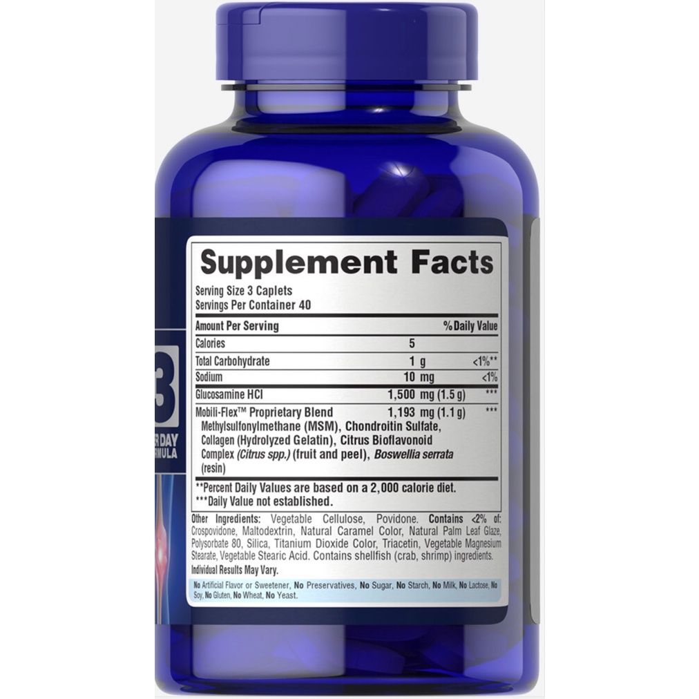 Viên Bổ Sung Glucosamine MSM Puritan's Pride Của Mỹ, 120 viên