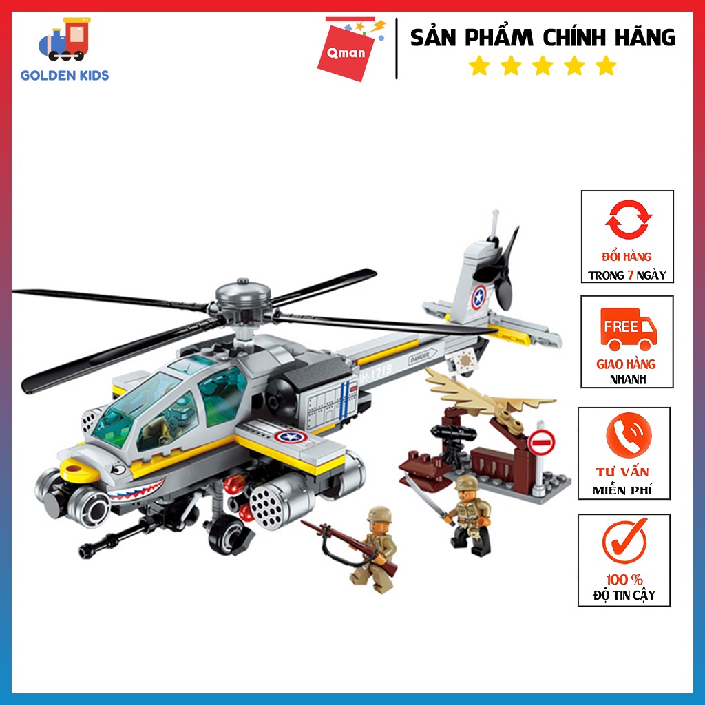 Đồ chơi xếp hình máy bay, Lego máy bay - QMAN 1719 Cuộc chiến trên bầu trời (280 chi tiết) - Đồ chơi giáo dục