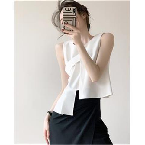 Áo Không Tay Màu Trắng Thiết Kế Độc Đáo 2022 Thời Trang Mùa Hè Cho Nữ