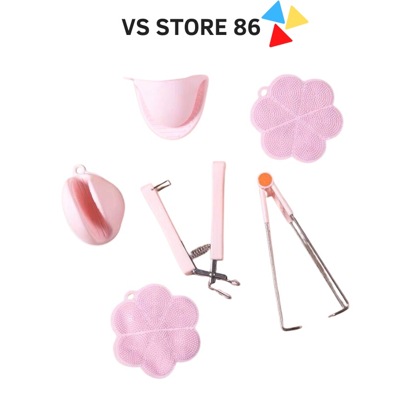 Bộ Dụng Cụ Gắp Bát Đĩa Chống Nóng - Găng Tay Bắc Nồi - Miếng Rửa Chén Bát Silicon - 6 Chi Tiết cực đa năng (BGN06)