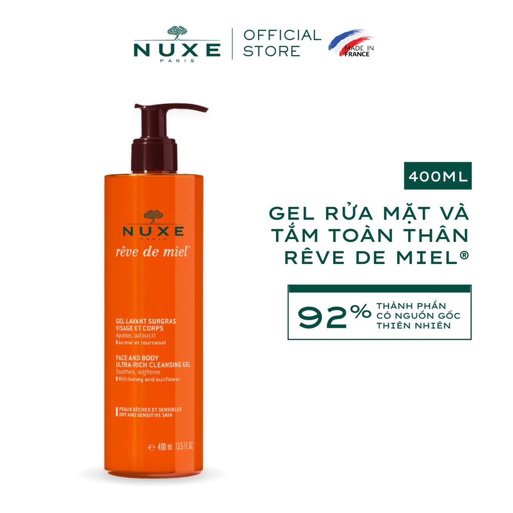 Gel rửa mặt và tắm toàn thân Nuxe Rêve de Miel 400ml