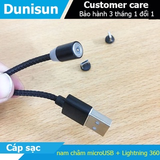 Cáp sạc từ hít nam châm 2 đầu Android và iPhone 360 độ