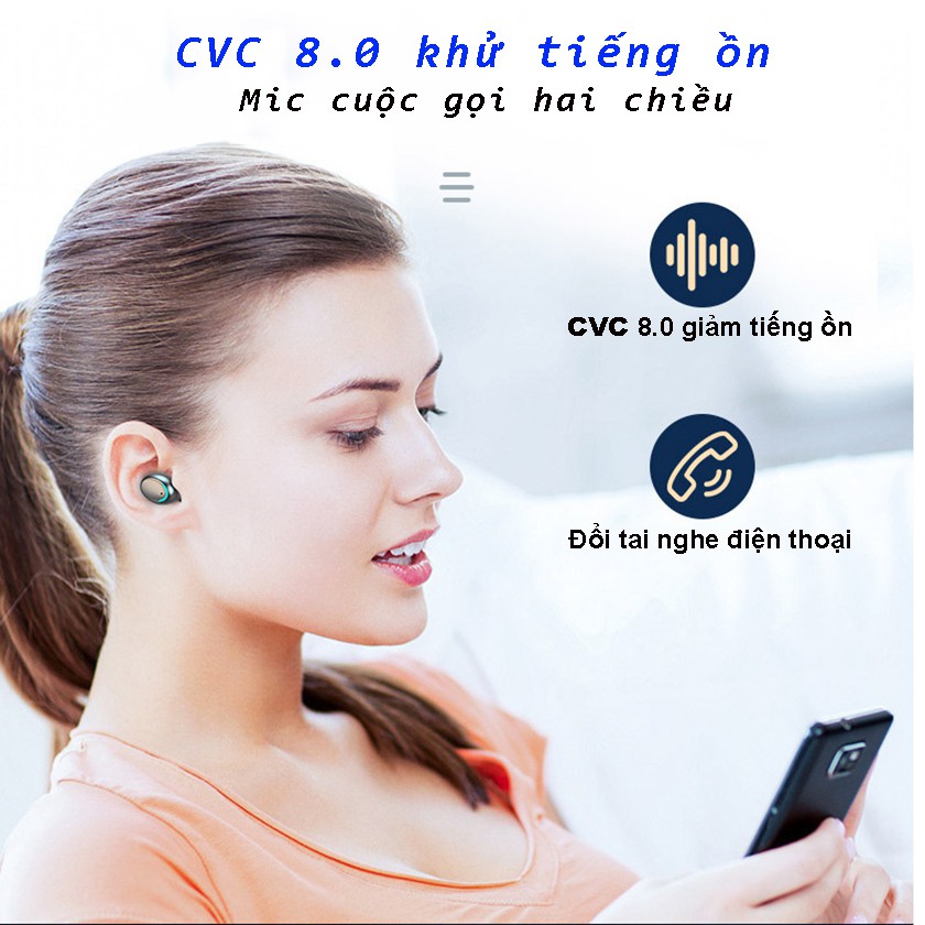 Tai nghe Bluetooth F9 TWS pin trâu sạc nhanh, chống nước